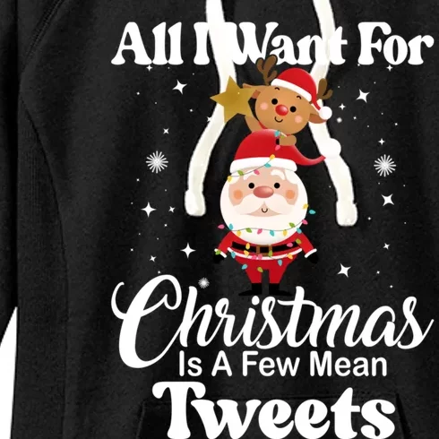 Funny Xmas Humor All I Want Christmas Is A Few Mean Tweets Gift Women's Fleece Hoodie