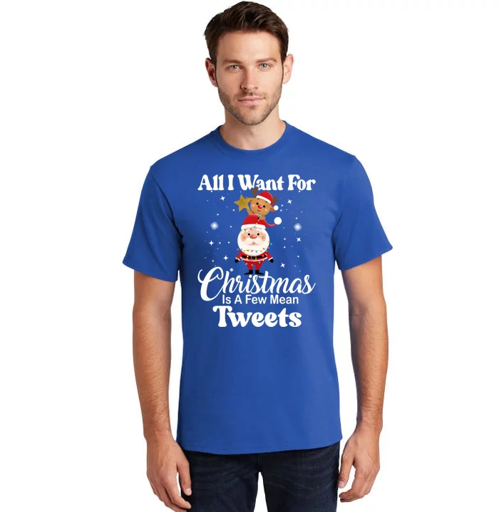 Funny Xmas Humor All I Want Christmas Is A Few Mean Tweets Gift Tall T-Shirt