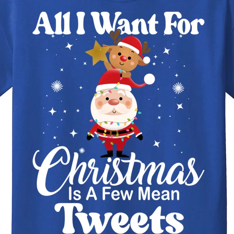 Funny Xmas Humor All I Want Christmas Is A Few Mean Tweets Gift Kids T-Shirt