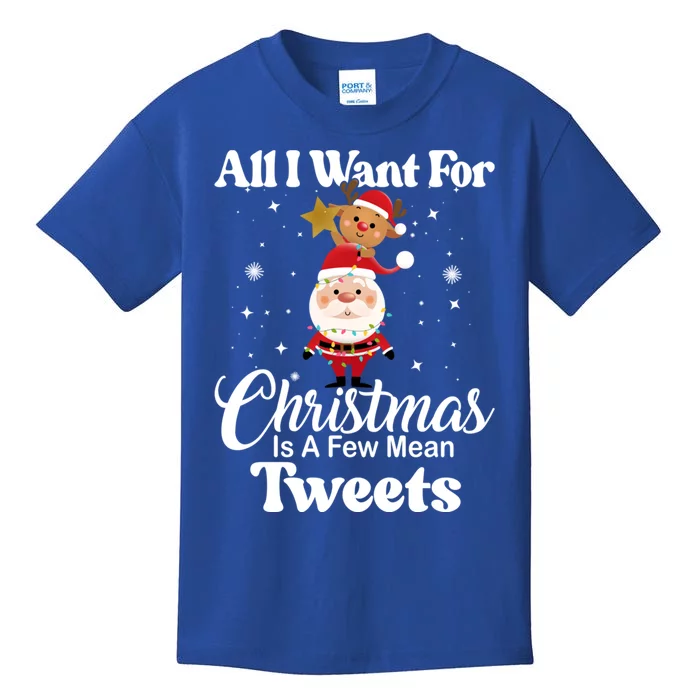 Funny Xmas Humor All I Want Christmas Is A Few Mean Tweets Gift Kids T-Shirt