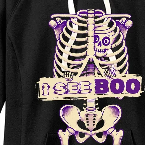 Funny Xray Halloween Costume Rib Cage Skeleton Dog See Boo Women's Fleece Hoodie