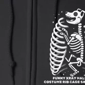 Funny Xray Halloween Costume Rib Cage Skeleton Dog Full Zip Hoodie