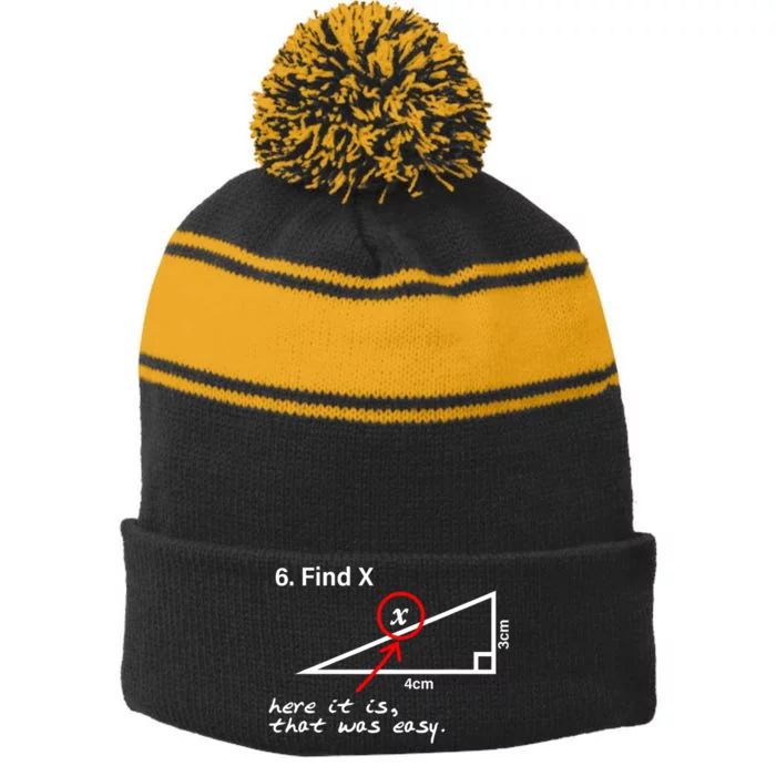 Find X Here It Is That Was Easy Stripe Pom Pom Beanie