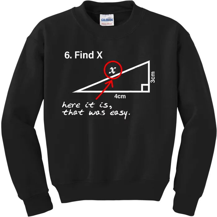 Find X Here It Is That Was Easy Funny Math Lover Kids Sweatshirt