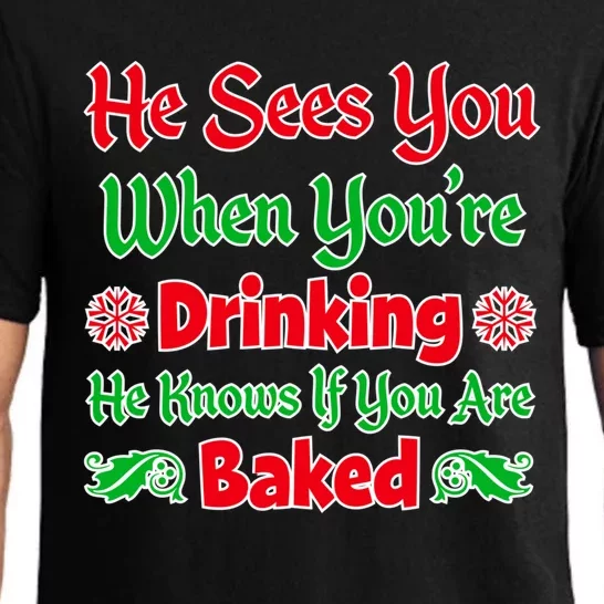 Funniest Xmas Ing Gift Santa Sees You Merry Xmas Gift Pajama Set