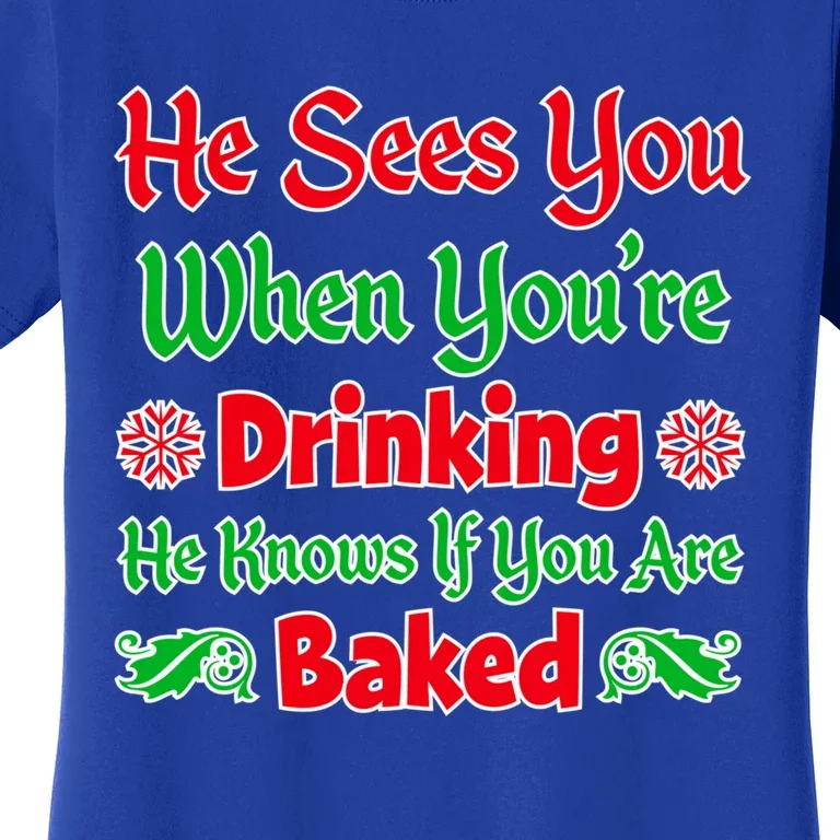 Funniest Xmas Ing Gift Santa Sees You Merry Xmas Gift Women's T-Shirt