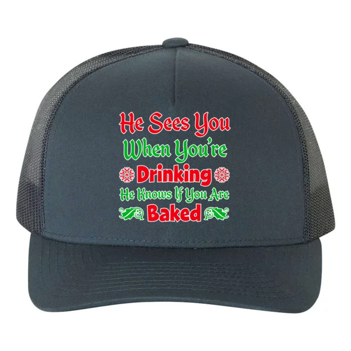 Funniest Xmas Ing Gift Santa Sees You Merry Xmas Gift Yupoong Adult 5-Panel Trucker Hat