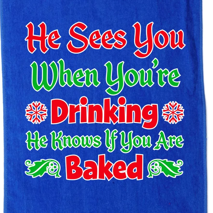 Funniest Xmas Ing Gift Santa Sees You Merry Xmas Gift Platinum Collection Golf Towel