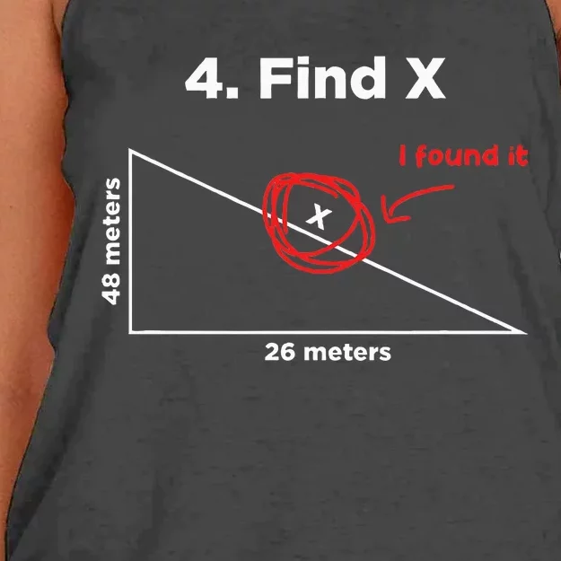 Find X I Found It Funny Math Pun Funny Find X Women's Knotted Racerback Tank