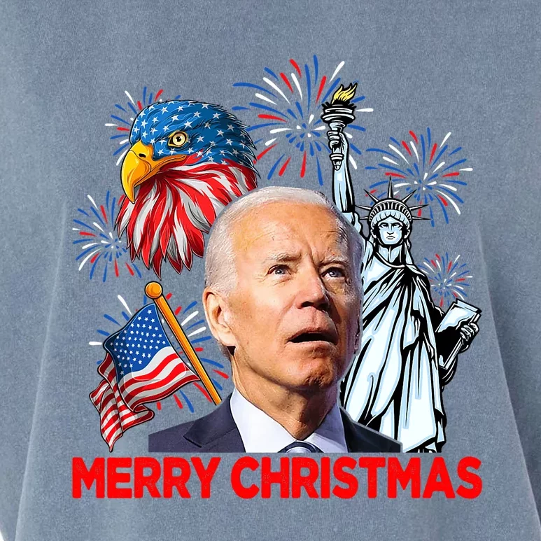 Funny Xmas Joe Biden Merry Christmas Funny 4th Of July Garment-Dyed Women's Muscle Tee