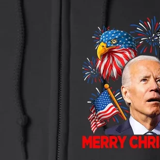 Funny Xmas Joe Biden Merry Christmas Funny 4th Of July Full Zip Hoodie