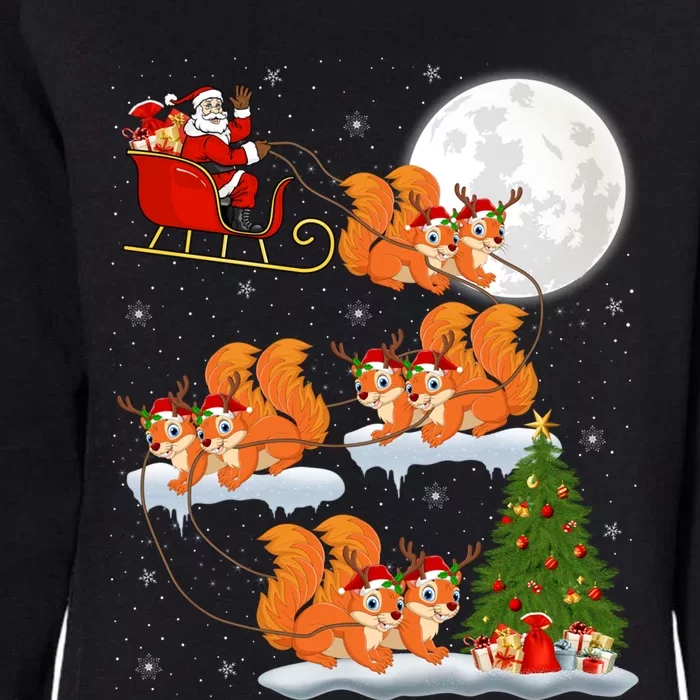 Funny Xmas Lighting Tree Santa Riding Squirrel Christmas Gift Womens California Wash Sweatshirt