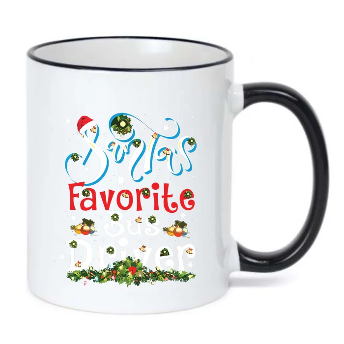 Funny Xmas Lighting Santas Favorite Bus Driver Christmas Black Color Changing Mug