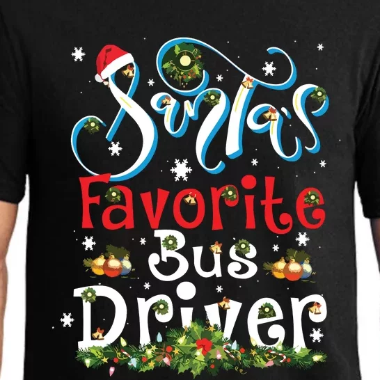 Funny Xmas Lighting Santas Favorite Bus Driver Christmas Pajama Set