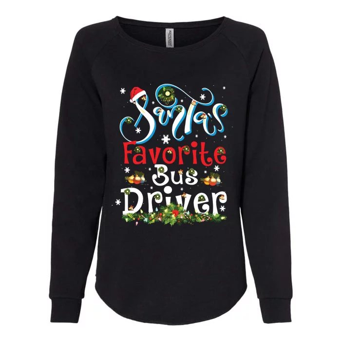 Funny Xmas Lighting Santas Favorite Bus Driver Christmas Womens California Wash Sweatshirt