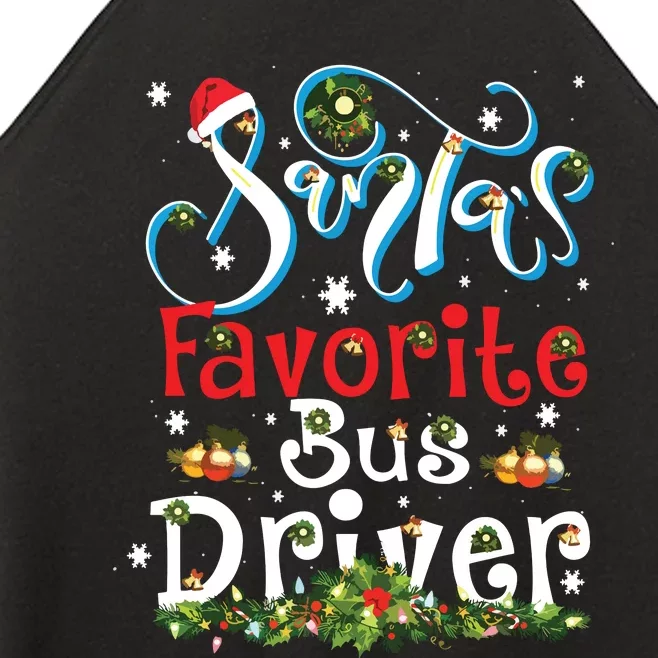 Funny Xmas Lighting Santas Favorite Bus Driver Christmas Women’s Perfect Tri Rocker Tank