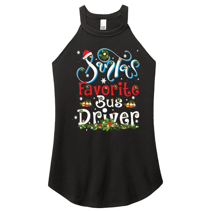 Funny Xmas Lighting Santas Favorite Bus Driver Christmas Women’s Perfect Tri Rocker Tank