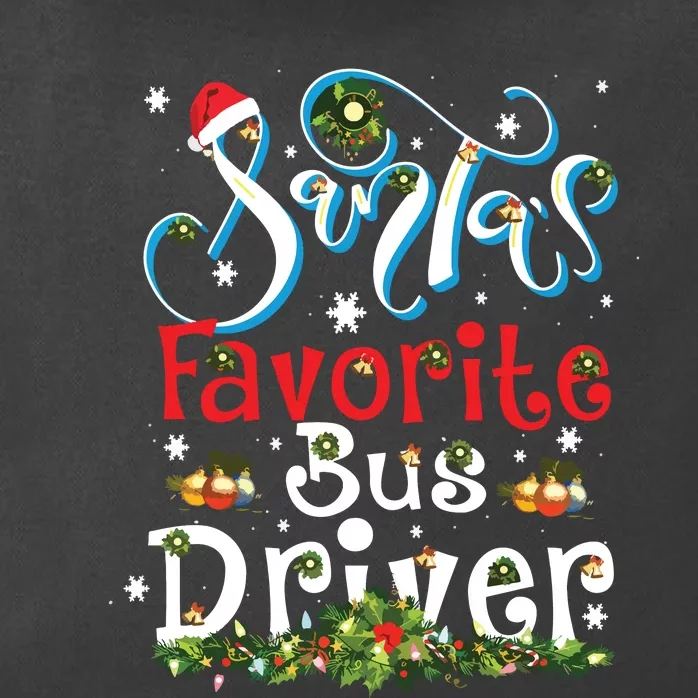 Funny Xmas Lighting Santas Favorite Bus Driver Christmas Zip Tote Bag