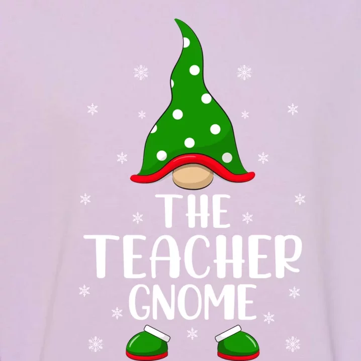 Funny Xmas Lighting Teacher Christmas The Teacher Gnome Gift Garment-Dyed Sweatshirt