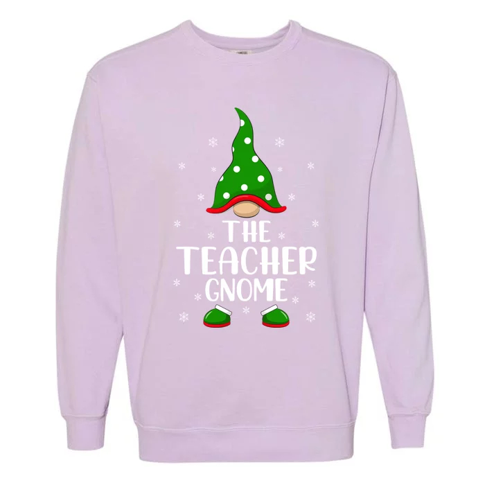 Funny Xmas Lighting Teacher Christmas The Teacher Gnome Gift Garment-Dyed Sweatshirt