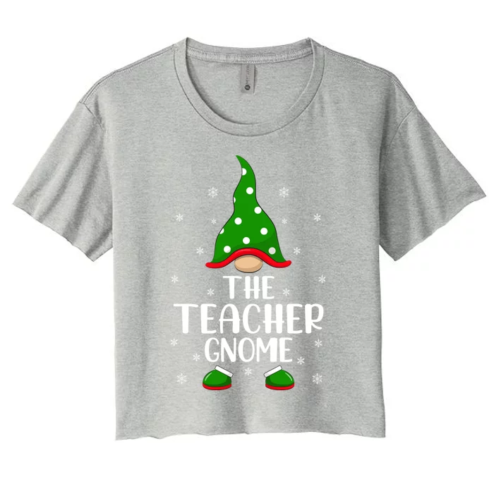 Funny Xmas Lighting Teacher Christmas The Teacher Gnome Gift Women's Crop Top Tee