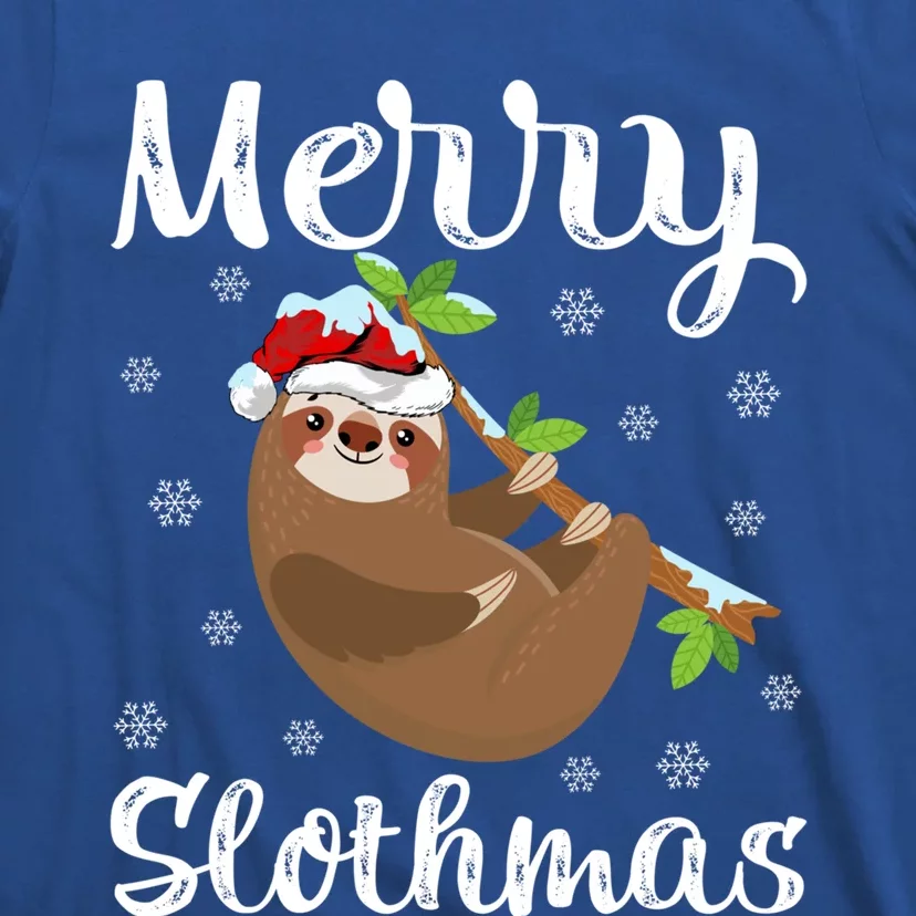 Funny Xmas Lighting Santa Hat Sloth Christmas Merry Slothmas Gift T-Shirt