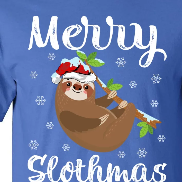 Funny Xmas Lighting Santa Hat Sloth Christmas Merry Slothmas Gift Tall T-Shirt