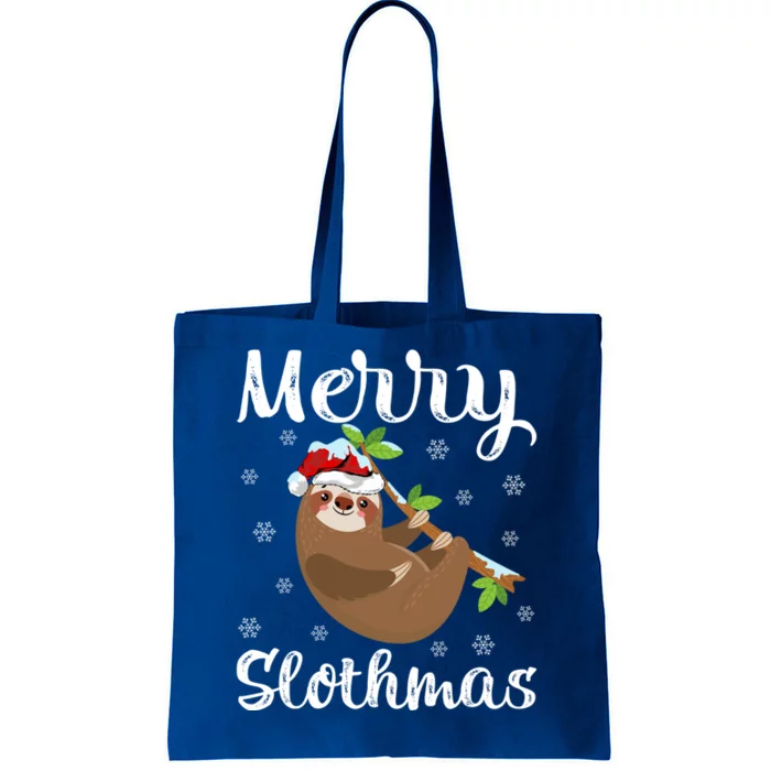 Funny Xmas Lighting Santa Hat Sloth Christmas Merry Slothmas Gift Tote Bag