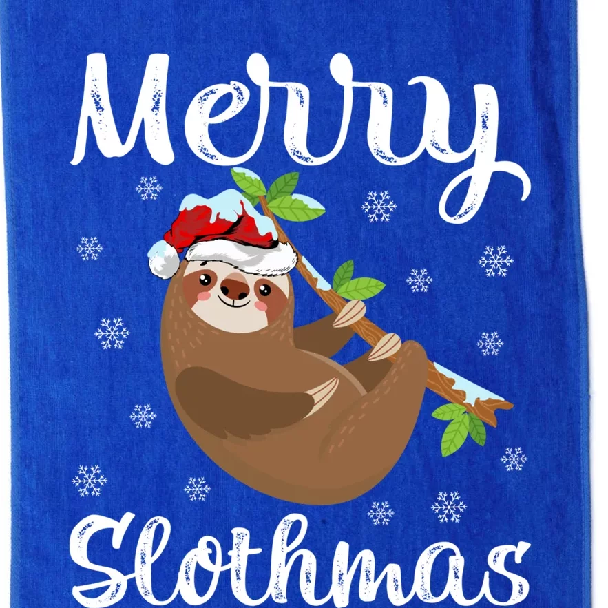 Funny Xmas Lighting Santa Hat Sloth Christmas Merry Slothmas Gift Platinum Collection Golf Towel