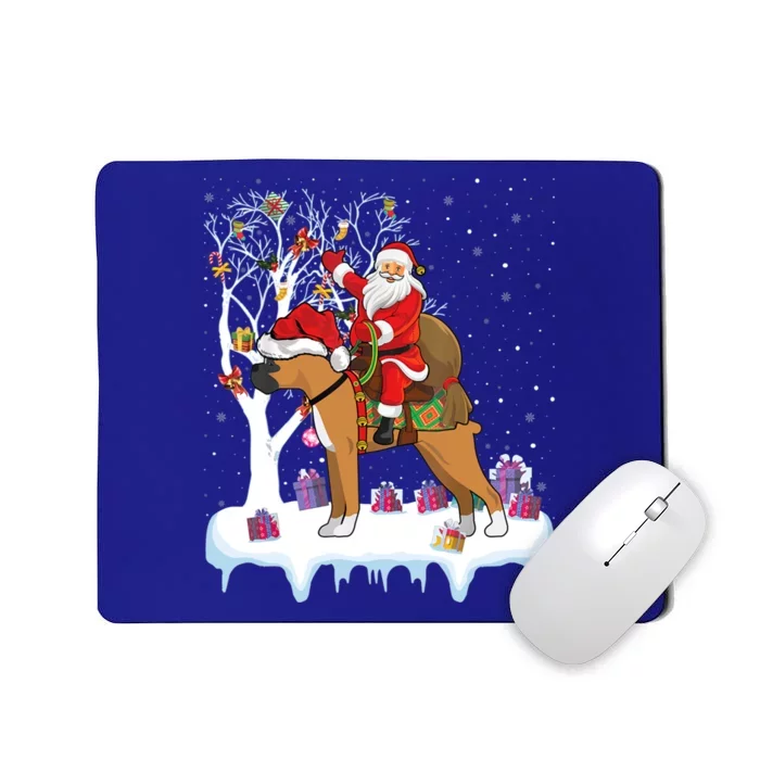 Funny Xmas Lighting Tree Santa Riding Boxer Dog Christmas Gift Mousepad