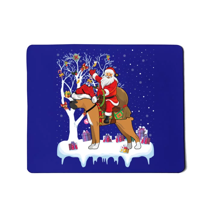 Funny Xmas Lighting Tree Santa Riding Boxer Dog Christmas Gift Mousepad