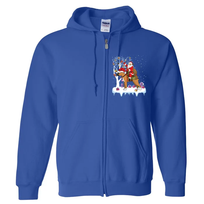 Funny Xmas Lighting Tree Santa Riding Boxer Dog Christmas Gift Full Zip Hoodie