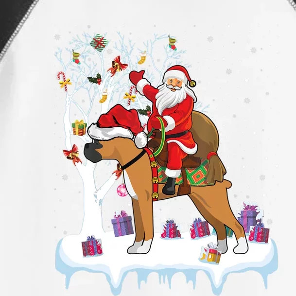 Funny Xmas Lighting Tree Santa Riding Boxer Dog Christmas Gift Toddler Fine Jersey T-Shirt