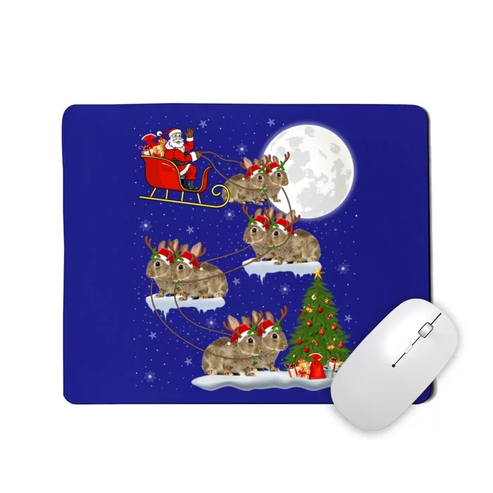 Funny Xmas Lighting Tree Santa Riding Bunny Christmas Funny Gift Mousepad