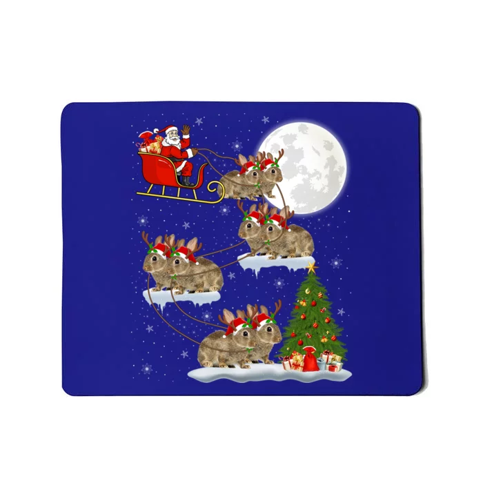 Funny Xmas Lighting Tree Santa Riding Bunny Christmas Funny Gift Mousepad