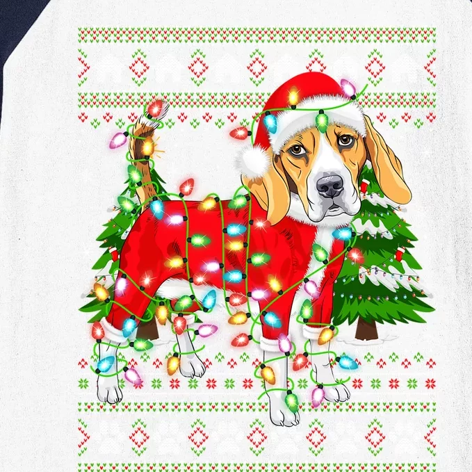 Funny Xmas Lighting Ugly Santa Beagle Christmas Meaningful Gift Baseball Sleeve Shirt