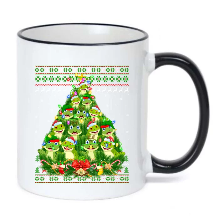 Frog Xmas Lighting Tree Santa Frog Ugly Christmas Great Gift Black Color Changing Mug