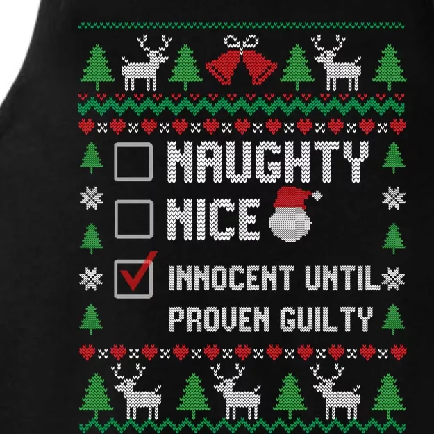 Funny Xmas List Nice Naughty Innocent Until Proven Guilty Gift Ladies Tri-Blend Wicking Tank