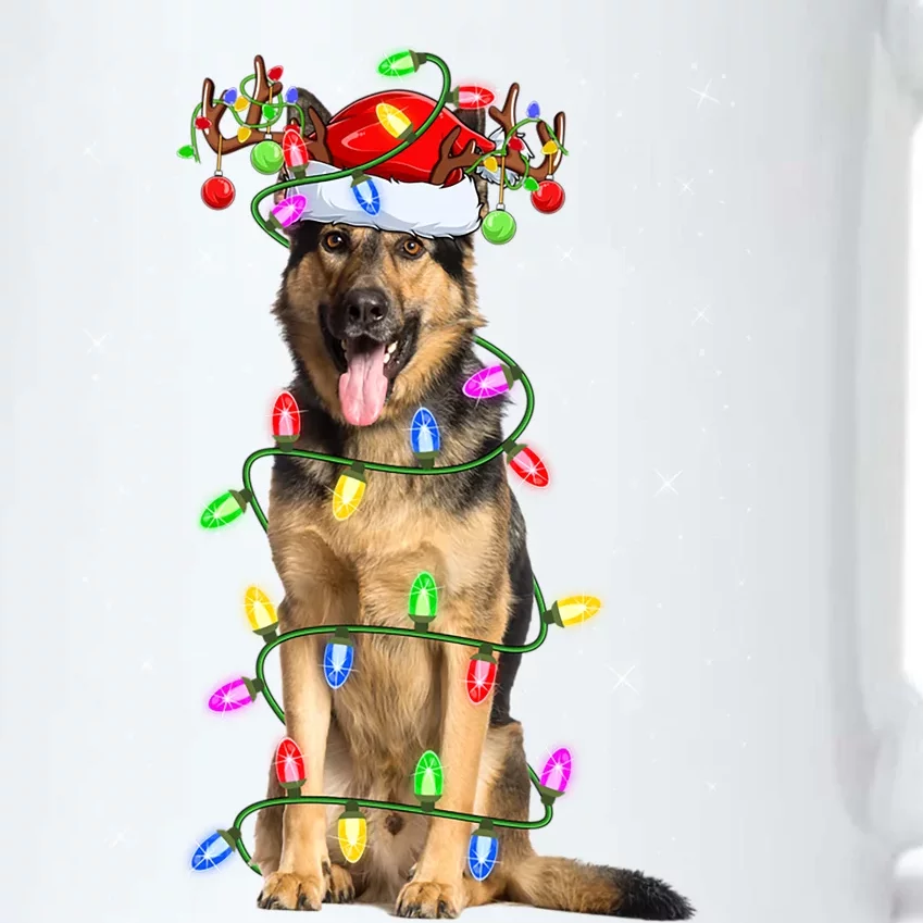 Funny Xmas Lighting Santa Ger Shepherd Dog Christmas Gift Black Color Changing Mug