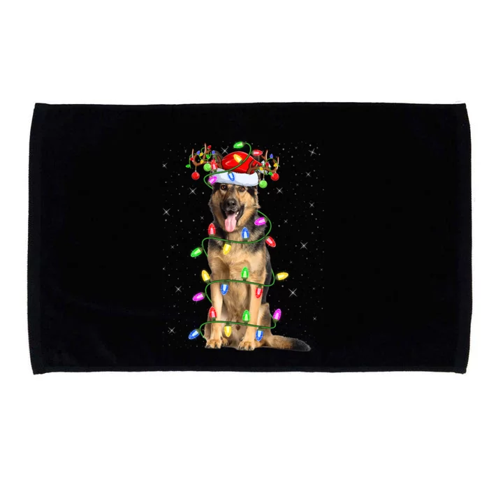 Funny Xmas Lighting Santa Ger Shepherd Dog Christmas Gift Microfiber Hand Towel