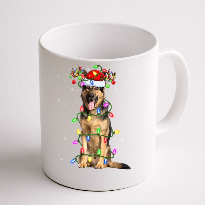 Funny Xmas Lighting Santa Ger Shepherd Dog Christmas Gift Front & Back Coffee Mug