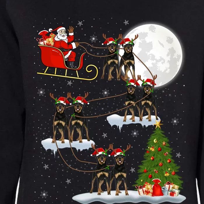 Funny Xmas Lighting Tree Santa Riding Rottweiler Christmas Cool Gift Womens California Wash Sweatshirt