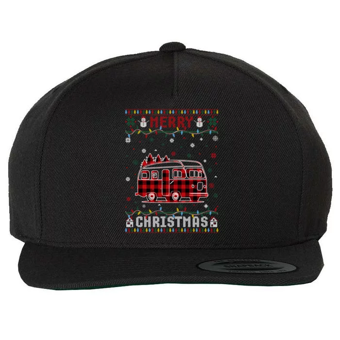 Funny Xmas Lighting Camper Ugly Christmas Sweater Gift Wool Snapback Cap