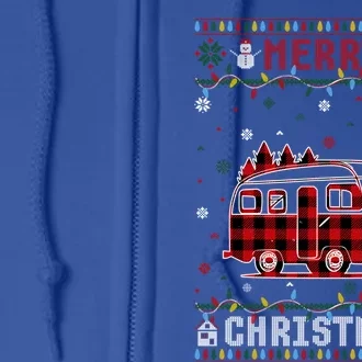 Funny Xmas Lighting Camper Ugly Christmas Sweater Gift Full Zip Hoodie