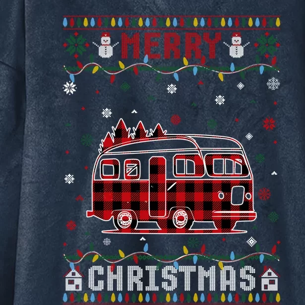 Funny Xmas Lighting Camper Ugly Christmas Sweater Gift Hooded Wearable Blanket