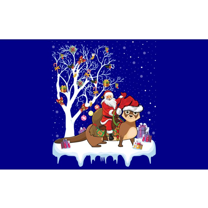 Funny Xmas Lighting Tree Santa Riding Otter Christmas Cool Gift Bumper Sticker