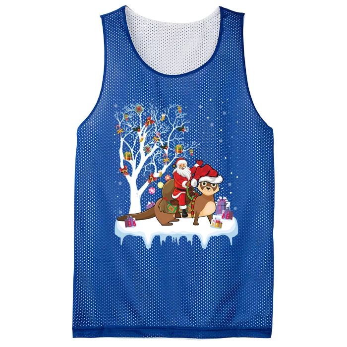 Funny Xmas Lighting Tree Santa Riding Otter Christmas Cool Gift Mesh Reversible Basketball Jersey Tank