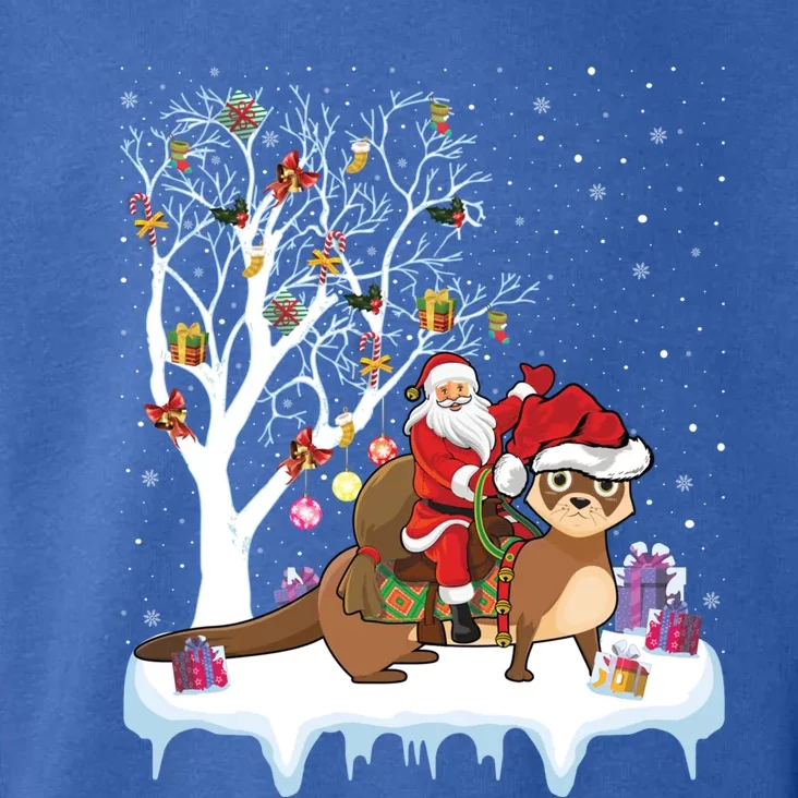 Funny Xmas Lighting Tree Santa Riding Otter Christmas Cool Gift Toddler Hoodie