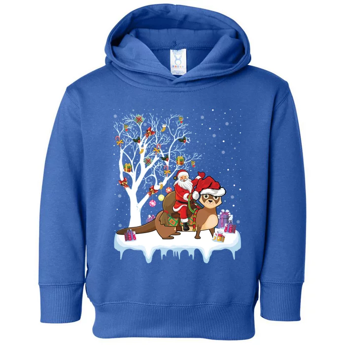 Funny Xmas Lighting Tree Santa Riding Otter Christmas Cool Gift Toddler Hoodie