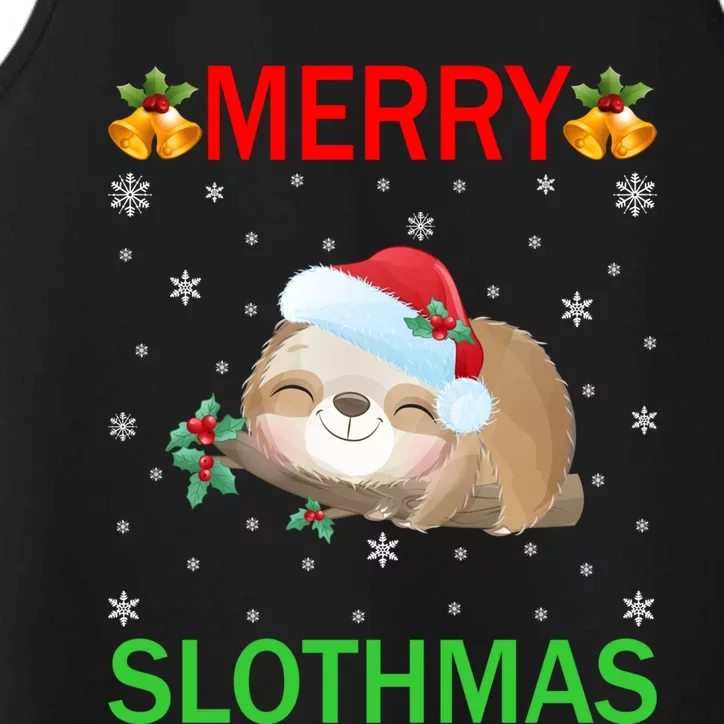 Funny Xmas Lighting Merry Slothmas Santa Hat Sloth Christmas Gift Performance Tank